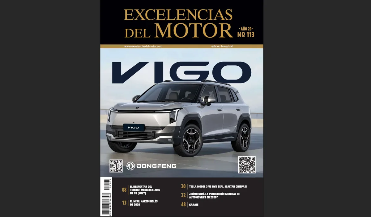 Portada de Excelencias del Motor número 113 con un Dongfeng Vigo gris plateado, el nombre VIGO en grande y el logotipo de Dongfeng.