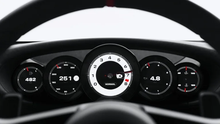 Cinco indicadores circulares del Porsche Mission S con cuentarrevoluciones central de aguja